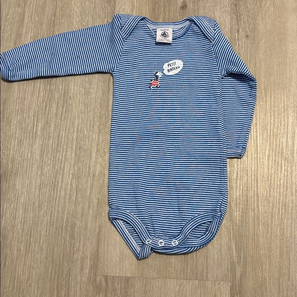 Petit Bateau Blue and White Striped Onesie - Picture 1 of 1